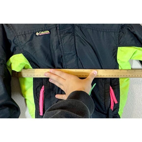 Vintage Columbia Bugaboo Retro 90’s Neon & Black Ski/Snow Kid’s Winter Jacket S - Picture 8 of 9